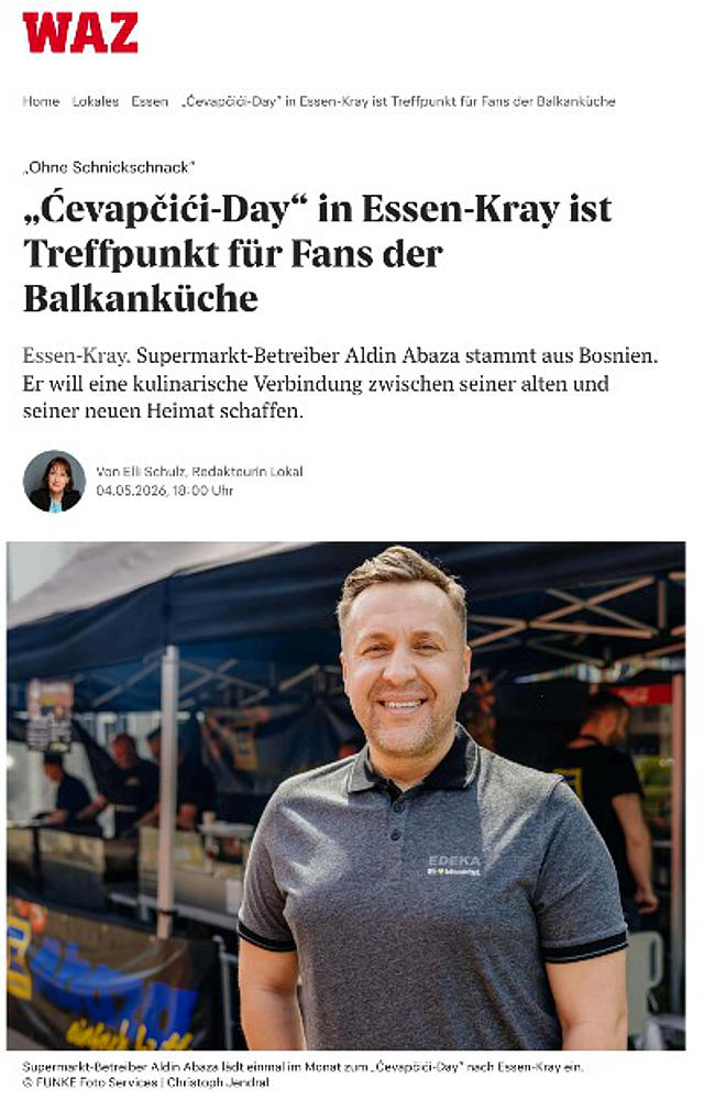 WAZ berichtet über den „Ćevapčići-Day“ in Essen-Kray